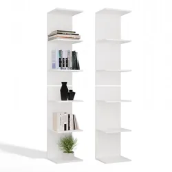 REGAL 6P WEISS Hoch 180 cm 6 Ablagen für Bücher Ordner Büro Wohnzimmer