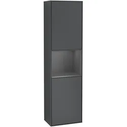 Villeroy & Boch Hochschrank Finion G470GK 418x1516x270mm Midnight Blue Matt Lacquer mit Beleuchtung, 2 Türen, 2 Glasfachböden
