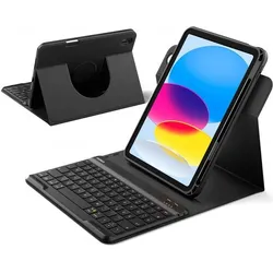 Inateck KB004 black 360° Bluetooth-Tastatur-Hülle für iPad (DE), Tablet Tastatur, Schwarz