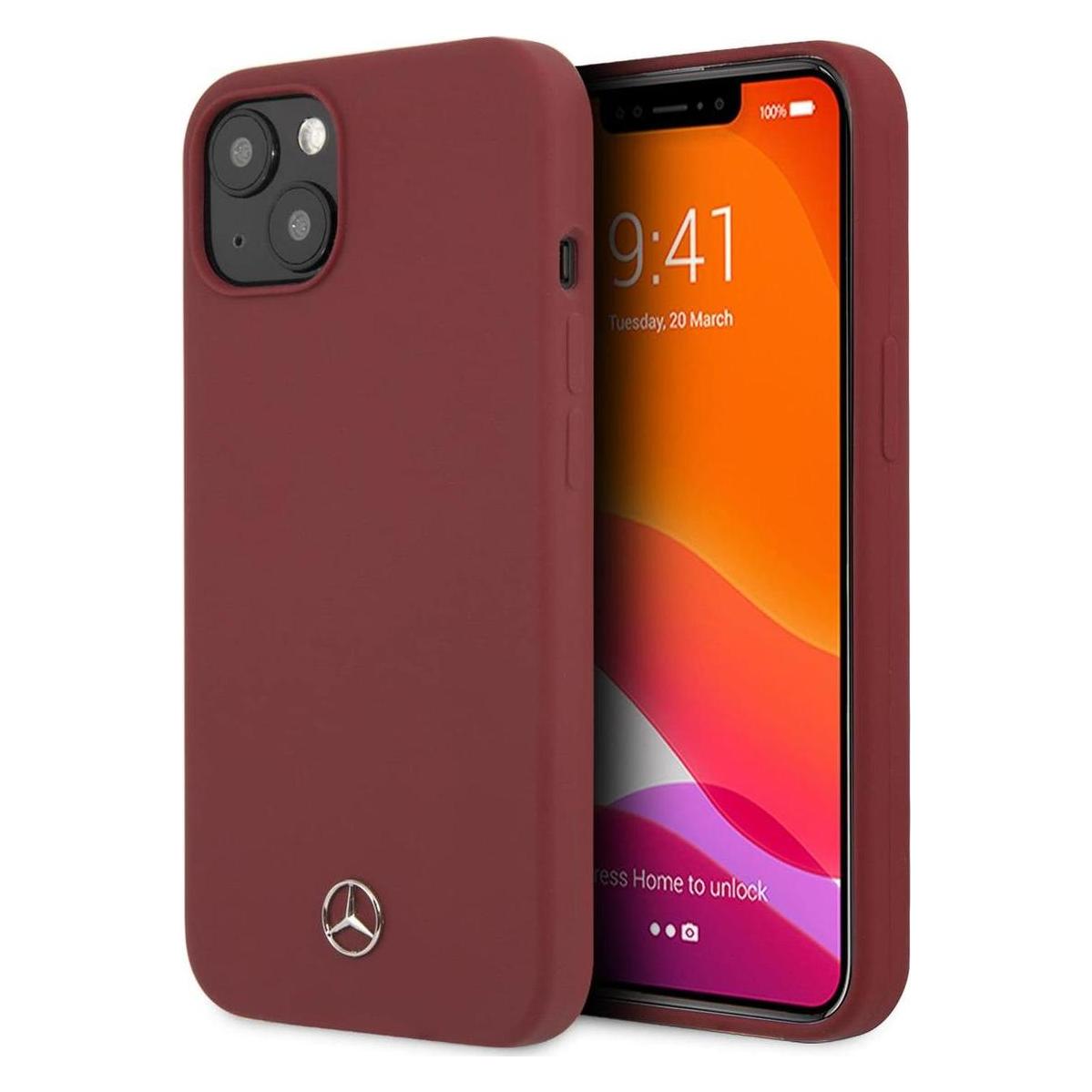 Mercedes-Benz Hard Cover Silicone (Apple iPhone 13, Apple iPhone 14, Apple iPhone 15) (MEHCP13MSILRE)