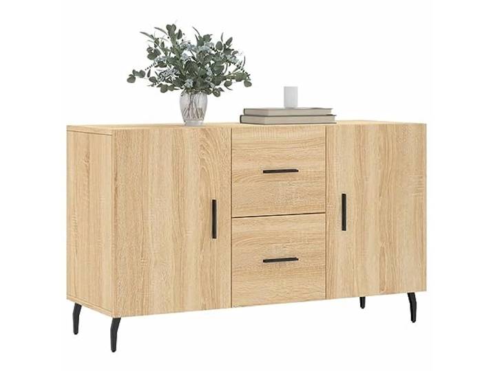 KTHLBRH Sideboard Eiche Sonoma 100 x 36 x 60 cm Holz mehrschichtig Metallbeine, großer Stauraum, stabile Tischplatte, praktische Türen, modernes Design