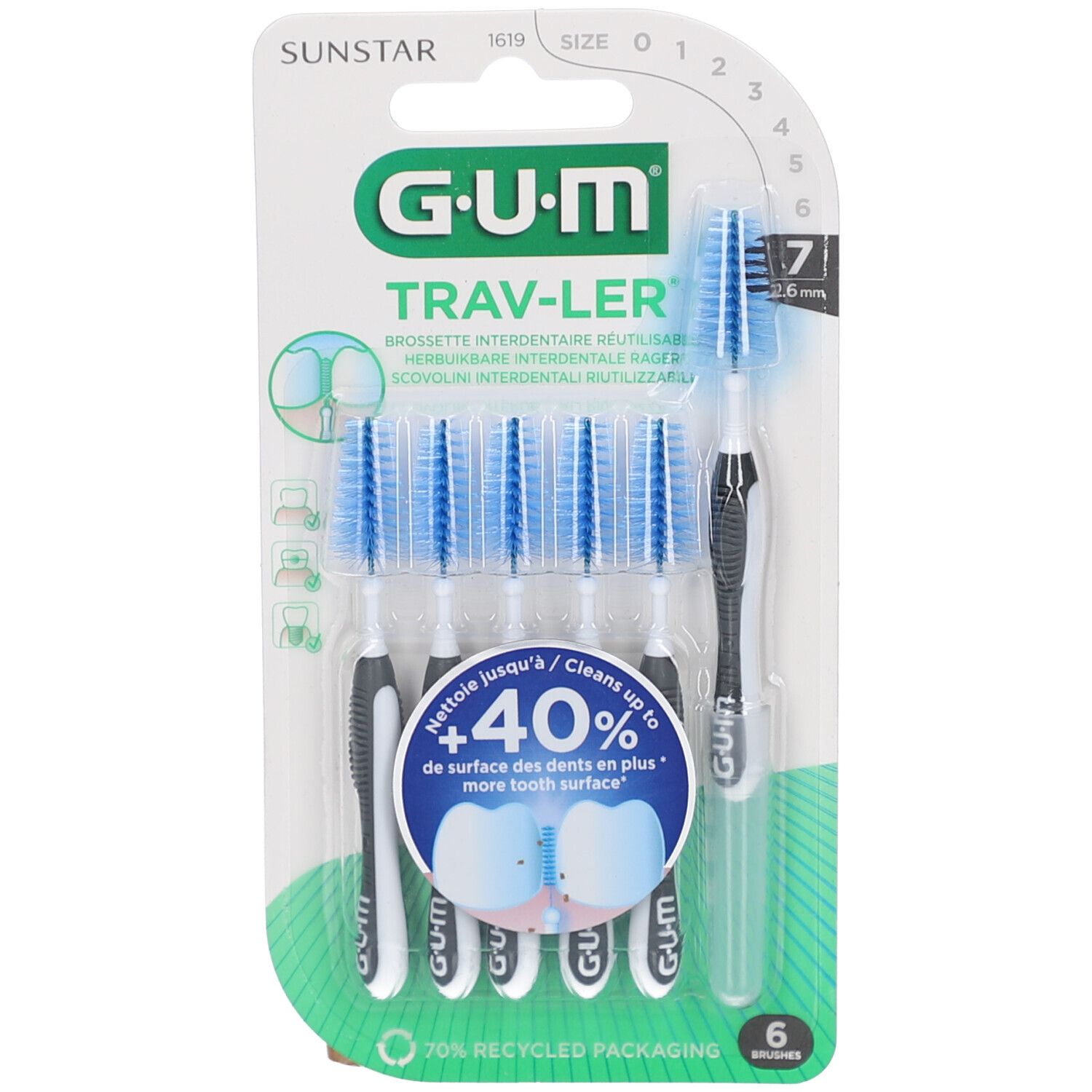 GUM Trav-Ler 2,6mm dunkelgrau Interdentalbür. 6 St Zahnbürste
