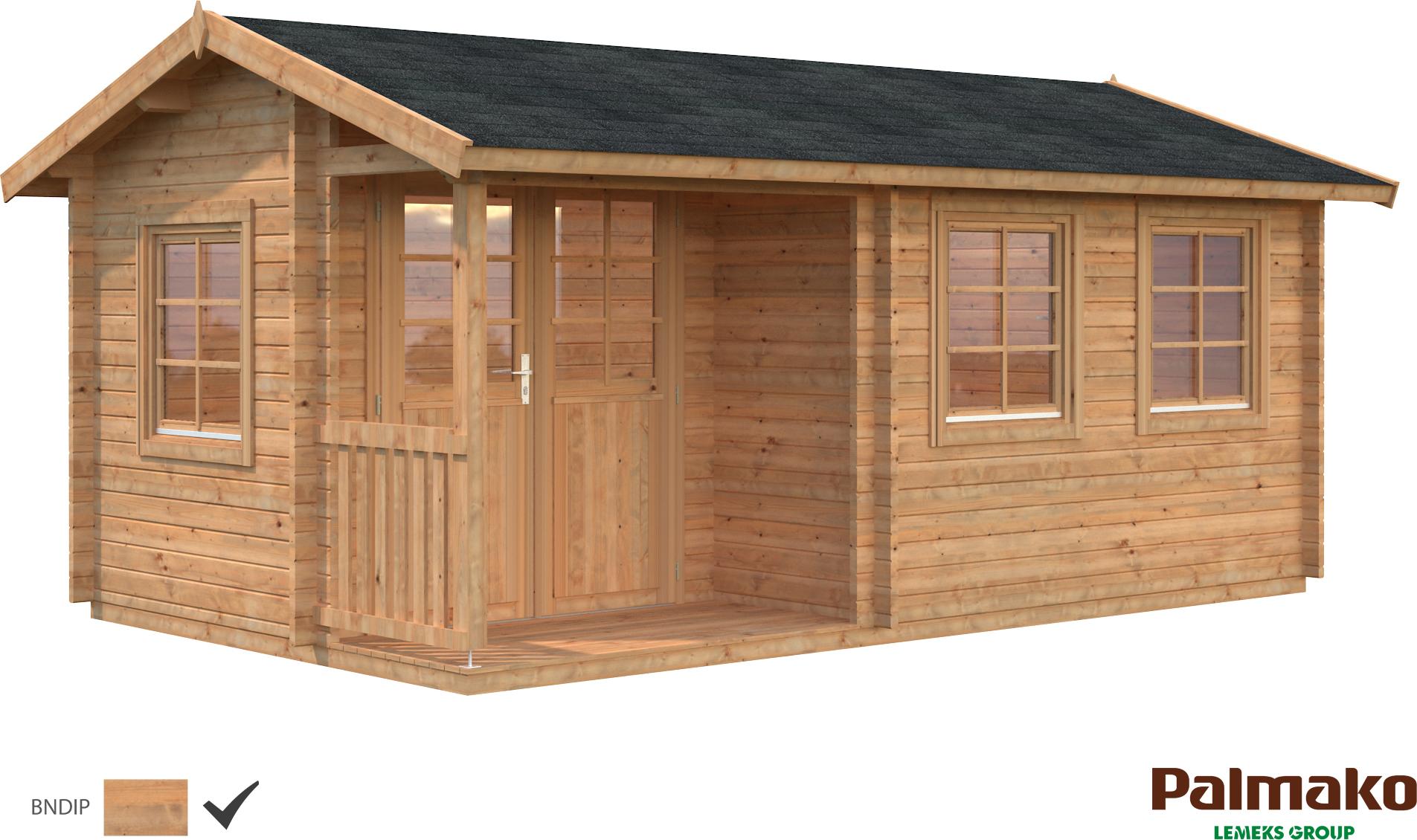 Palmako Gartenhaus Susanna 12,4 m² - 44 mm Hellbraun tauchimprägniert