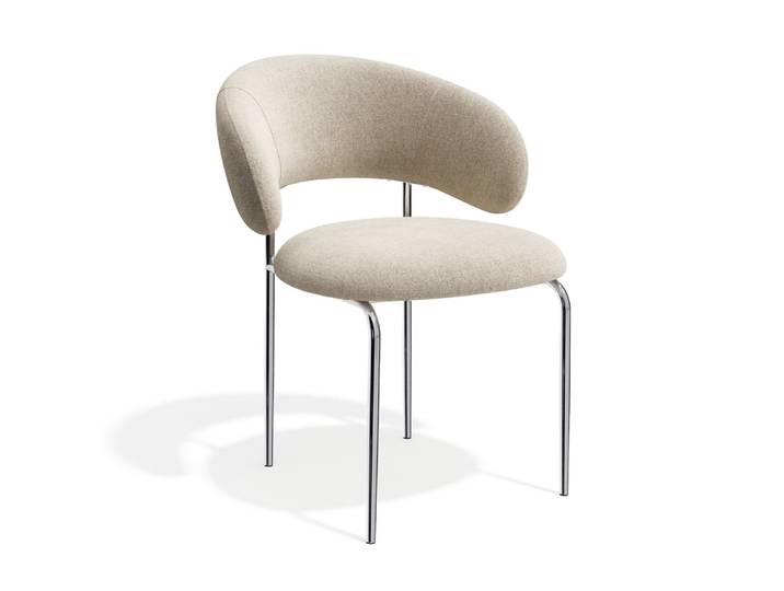 Chaises en tissu tramé toucher doux beige