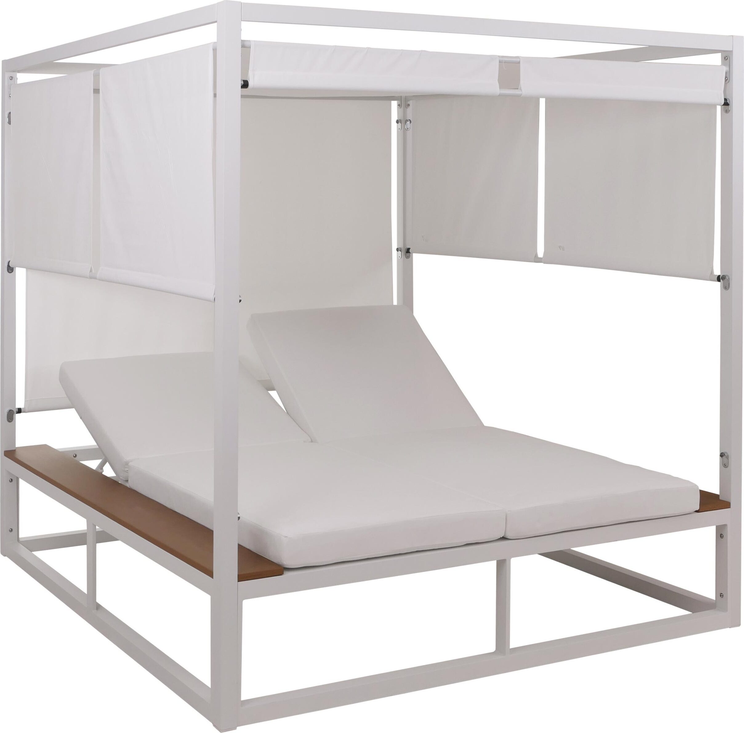 Aluminium Lounge-Gartenliege HWC-M63b, XL Sonnenliege Daybed, 10cm-Polster 200cm weiß Polster creme