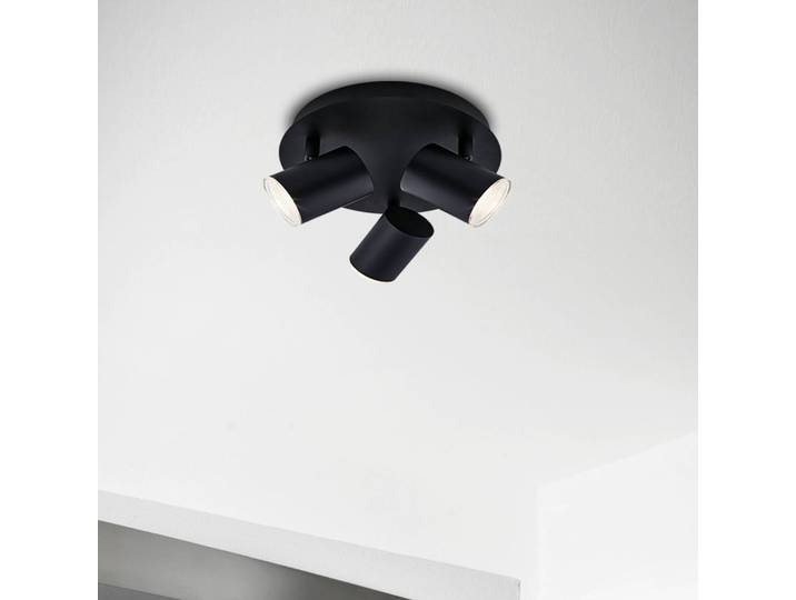 Briloner Deckenspot Banyo Splash GU10 IP44 rund dreiflammig Splash, dimmbar, schwarz, für Wohn- / Esszimmer, Metall, Modern, Strahler