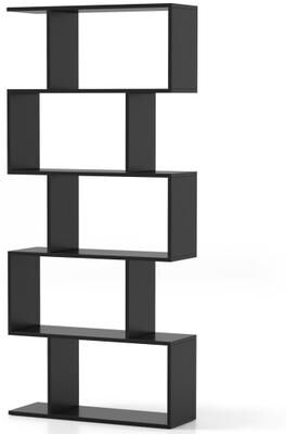 Costway 5-Tier Bookshelf with Anti-Toppling Device for Living Room Home Office-Black