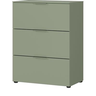 Kommode GERMANIA "Savoca", grün (taupegrün), B:68cm H:98cm T:40cm, Holzwerkstoff, Sideboards, Kommode, Breite 68 cm, Soft-close, 2 Fußvarianten inkl., Made in Germany