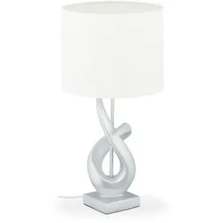 Relaxdays Tischlampe modern silber Weiß,Silber