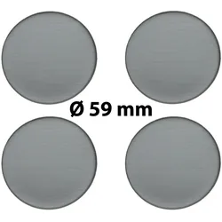 4 x Ø 59 mm Polymere Aufkleber / Metall-Optik / Nabenkappen, Felgendeckel