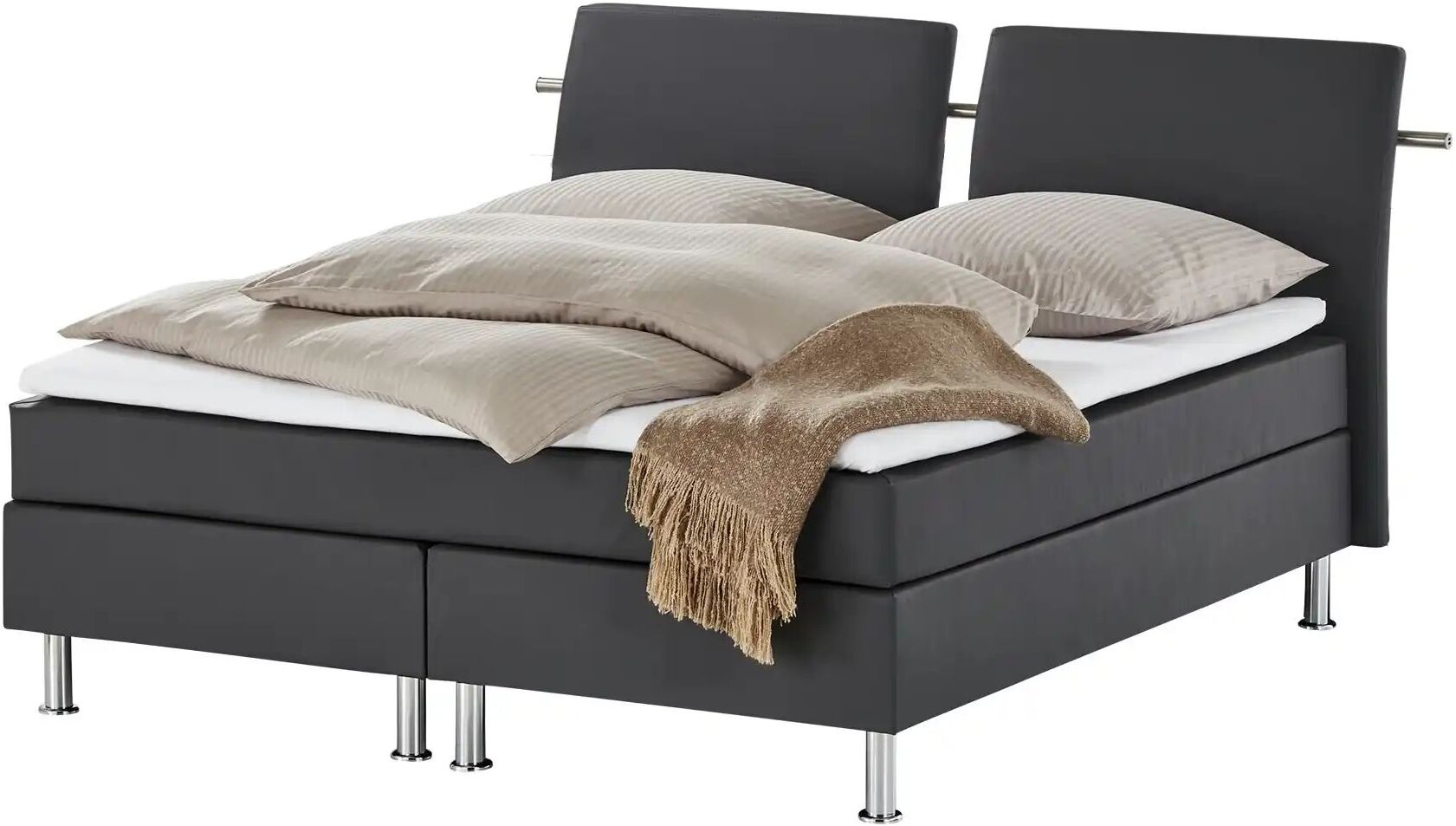 Höffner Boxspringbett  Krom ¦ grau ¦ Maße (cm): B: 192 H: 122