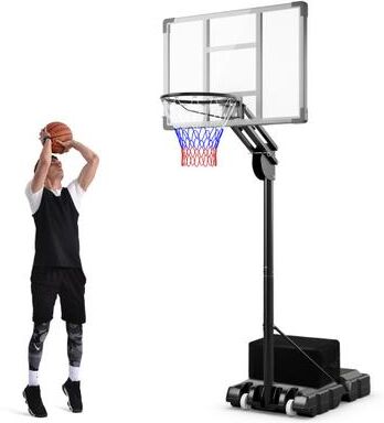 Costway 4.9-10 Feet Adjustable Basketball Hoop with Shatterproof Backboard