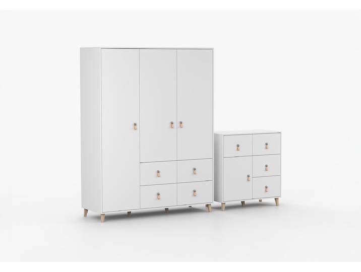 Drehtürenschrank und Kommode 2-er Set FIGO 19/FIGO 03 Weiß Weiß