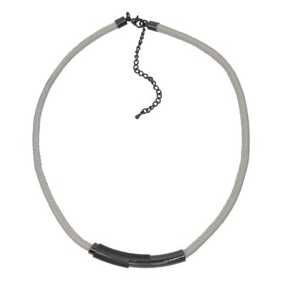 Collierkettchen STEUER "Metall Kunstleder weiß", weiß, Halsketten, Damen, 53cm, Metall, L: 53, glänzend