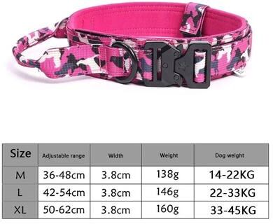 Inspired Finds Adjustable Tactical Dog Collar & Training Leash For Medium & Large Dogs pink xl