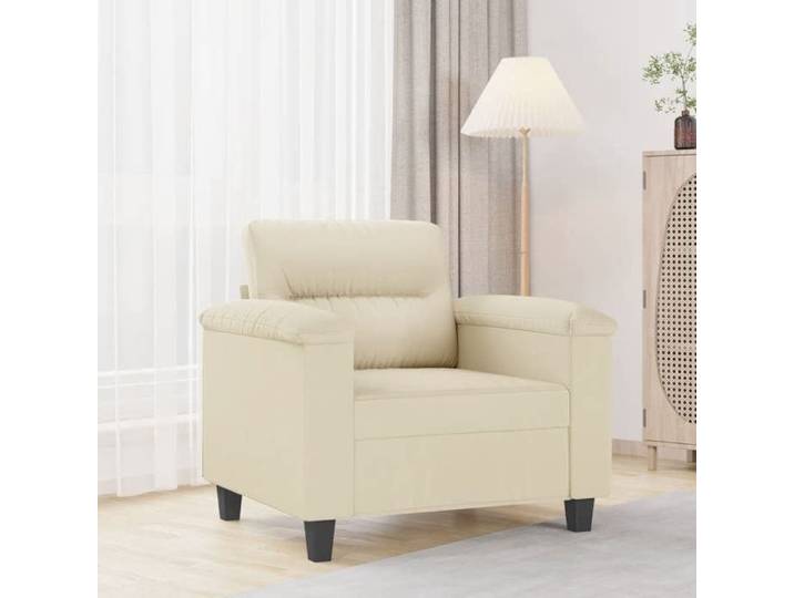 Fauteuil en similicuir - - Crème - 60 cm - 90x77x80 cm - Cadre en métal - Rembourrage confortable