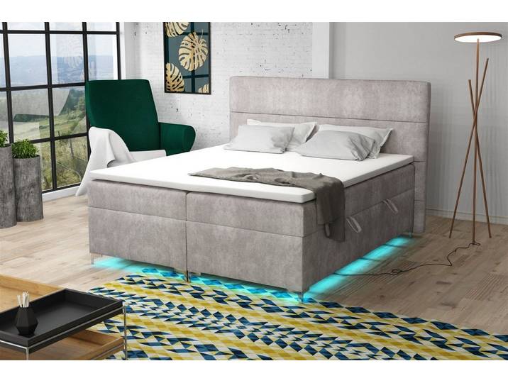 Fun Möbel Boxbett Schlafzimmerbett CANELA Kunstleder inkl. LED-Beleuchtung (inkl. Kaltschaumtopper), LED-Beleuchtung