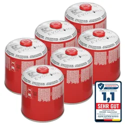 EVOCAMP 6x Gaskartuschen 500g mit Schraubventil Butan/Propan – Zuverlässige Energie für Gaskocher und Outdoor-Aktivitäten