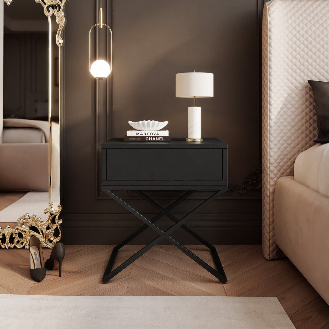 Brayden Studio 45 cm W Bedside Table black 50cm H X 45cm W X 35cm D