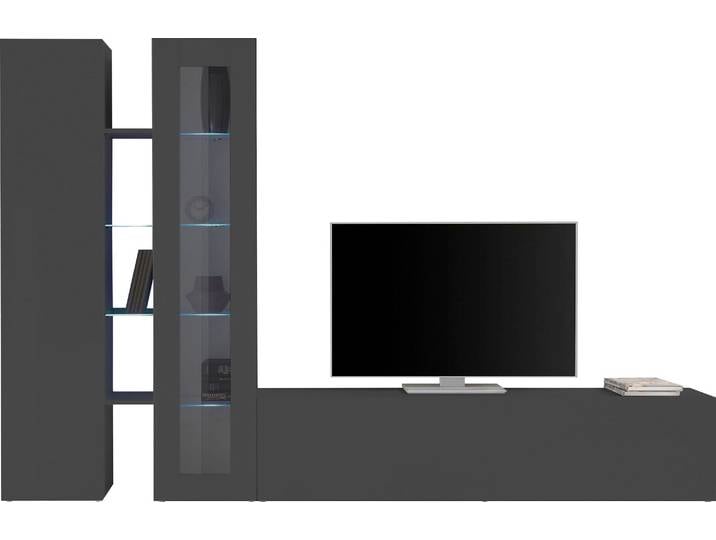 Wohnwand, Anthrazit, 280x180 cm, Spanplatte, Kastenmöbel-Set, Modern, Inosign