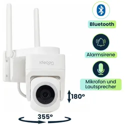 Ideoon 2er-Set Outdoor Überwachungskamera 2K WLAN IP65 Wetterfest: 355 Grad Aussen-Kamera (2304 x 1296 Pixels), Netzwerkkamera, Schwarz