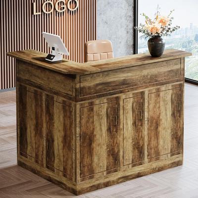 Bluebell Reception Desk with Storage Shelves, L-Shaped Modern Front Desk