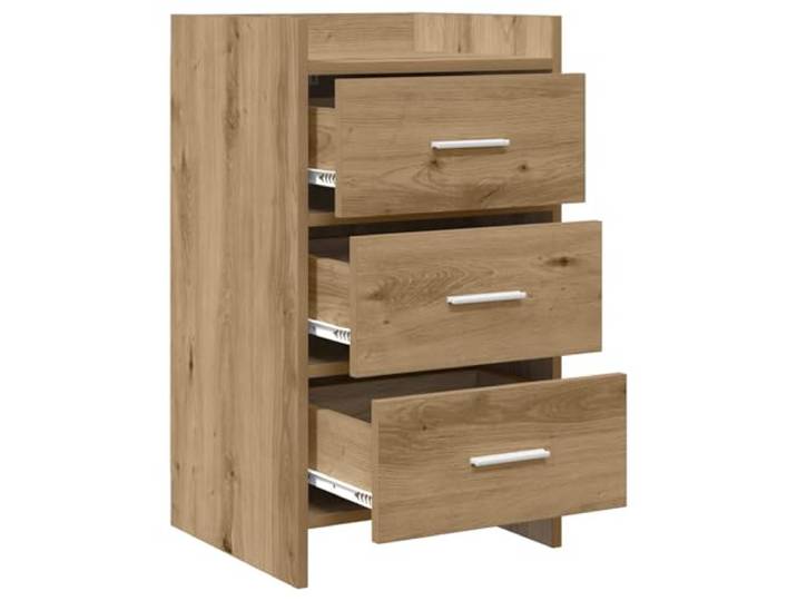 KTHLBRH Nachttisch Eiche Handwerk 40 x 36 x 70 cm 3 Schubladen Technisches Holz, Griffe aus Metall, einfache Montage, für Schlafzimmer