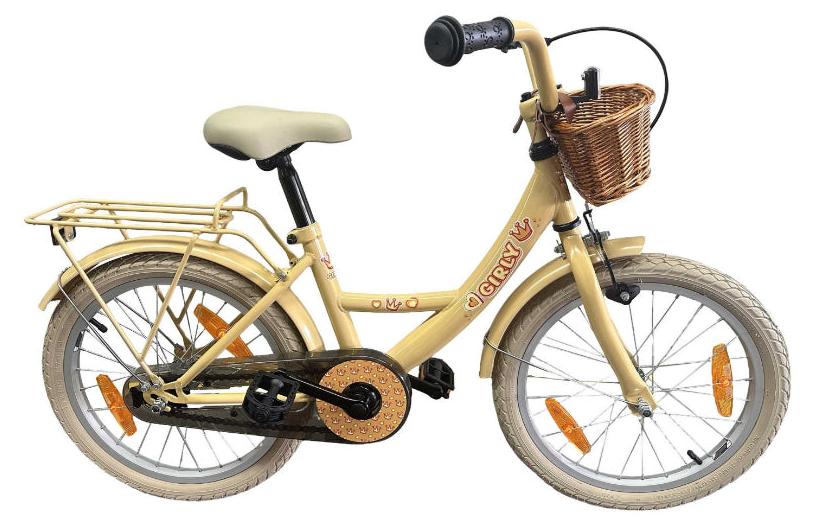 Bikefun Kinderfahrrad Girly 18 Zoll - mit Korb und Bremsnabe - Gold