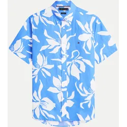 Leinenhemd im Hawaii-Look Blau L