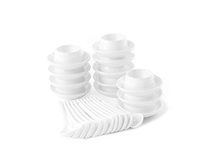 Holst Porzellan EB 1171 Set 24 Porzellan Eierbecher-Set mit Ablage & Löffel 24-TLG., weiß