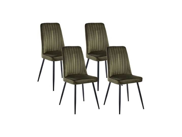 Lot de 4 chaises de salle à manger KIRBY Velours Vert olive