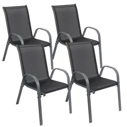 Albatros Gartenstühle 4er Set Kuba Gartenstühle Stapelbar mit robustem Metallgestell und hoher Belastbarkeit bequeme Stapelstühle