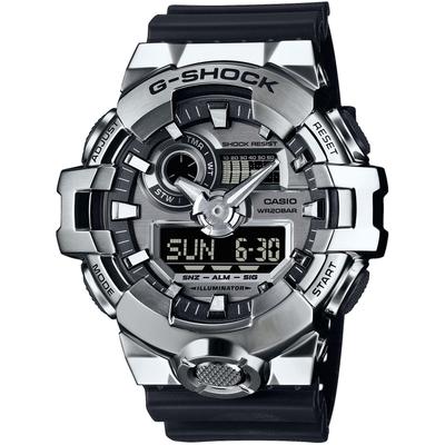 Chronograph CASIO G-SHOCK, silber (schwarz, silberfarben), Armbanduhren, Herren, Chronograph, Quarzuhr, Armbanduhr, Herrenuhr, bis 20bar wasserdicht, Resinarmband
