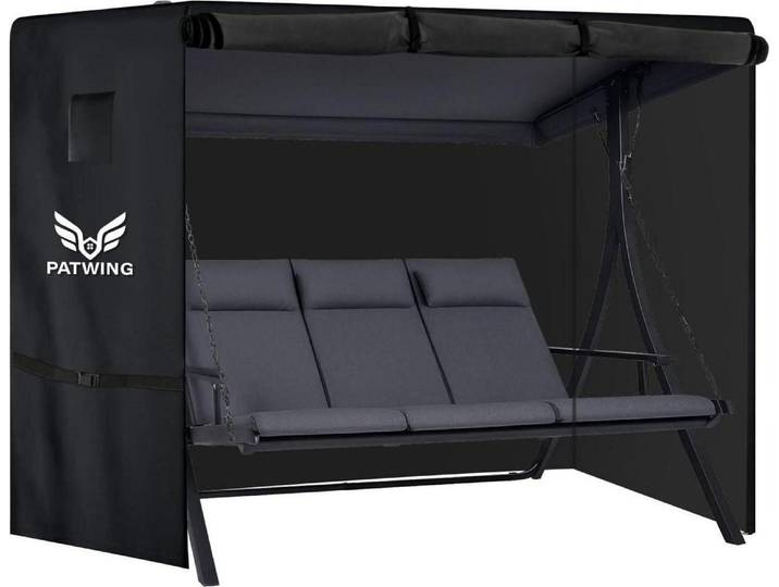 Hollywoodschaukel Abdeckung 3-4Sitzer 220x150x150cm Schwarz 600D Oxford Wasserdicht Winddicht