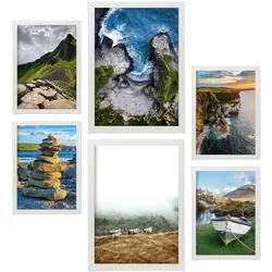 POSTER Set Mit 6 Irland In Fotografie A3 & A4 Weißer Rahmen