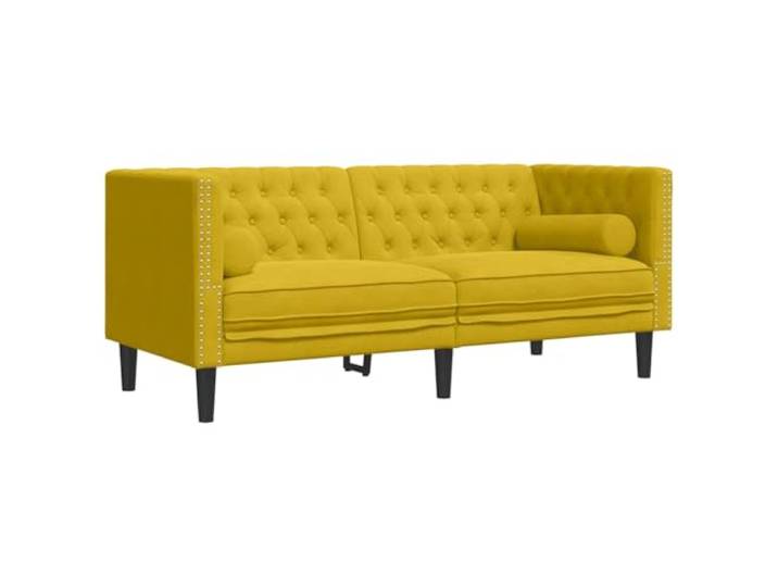 GHVBNMF Chesterfield Sofa 2-Sitzer Samt Couch mit Nackenkissen Gelb Stilvoller Polstersessel im Chesterfield-Design mit Samtbezug, dicker Polsterung und 2 Nackenkissen fürs Wohnzimmer.