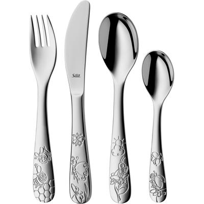 Kinderbesteck SILIT "Trend", silber (edelstahl), 4 Stk., Edelstahl 18/10, Essbesteck-Sets, 4-teilig, poliert, Crominox: Edelstahl 18/10, ab 3 Jahren