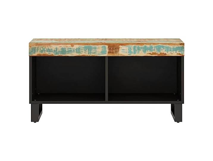 KTHLBRH TV-Schrank 85x33x43,5 in, aus Massivholz Eisenbeine, großer Stauraum, stabile Tischplatte, einzigartige gemischte Farben