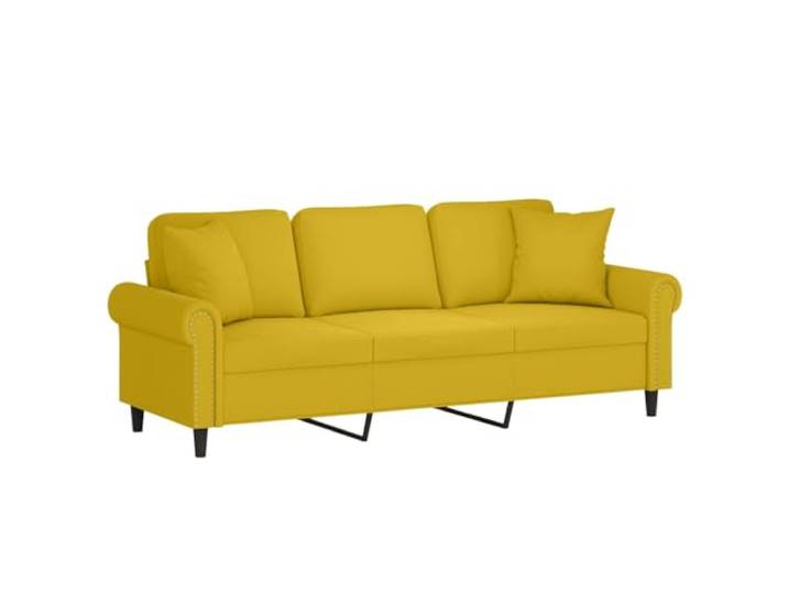 KTHLBRH Sofa 3-Sitzer Samt gelb 180 cm Rahmen aus Metall, Kissen mit Einsätzen, Schaumstoff, 2 dekorative Kissen 40 x 40 cm