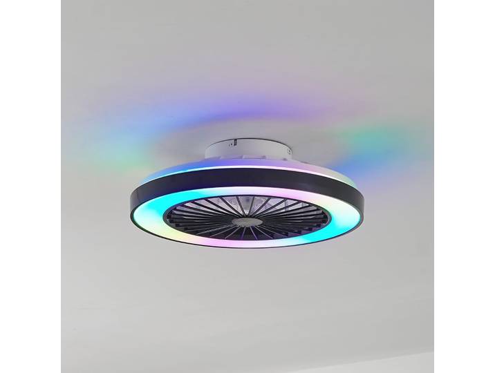 Teleo LED Ventilateur de plafond Noir - Lindby - Salon / séjour - Moderne - Plastique