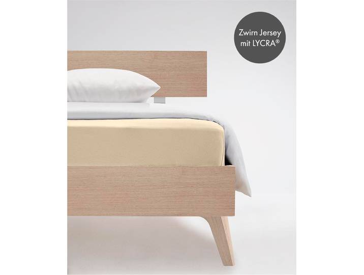 Spannbettlaken FLEURESSE Comfort , beige (natur), B:200cm, Jersey-Elasthan, Obermaterial: 96% Baumwolle, 4% Elasthan (LYCRA), Bettlaken, Spannbettlaken, langlebig & bügelfrei,Perfekte Passform durch POWER-STRETCH