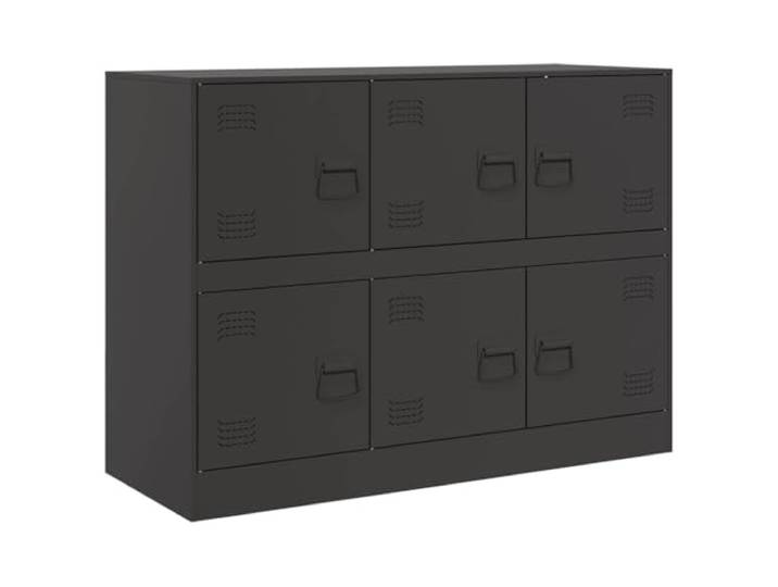 HKTMGDNG Sideboard Schwarz 99x39x73 cm Kommode aus Stahl Robuster Mehrzweckschrank mit 6 Türen und Metallgriffen für ordentlichen Stauraum im Wohnzimmer oder Büro.