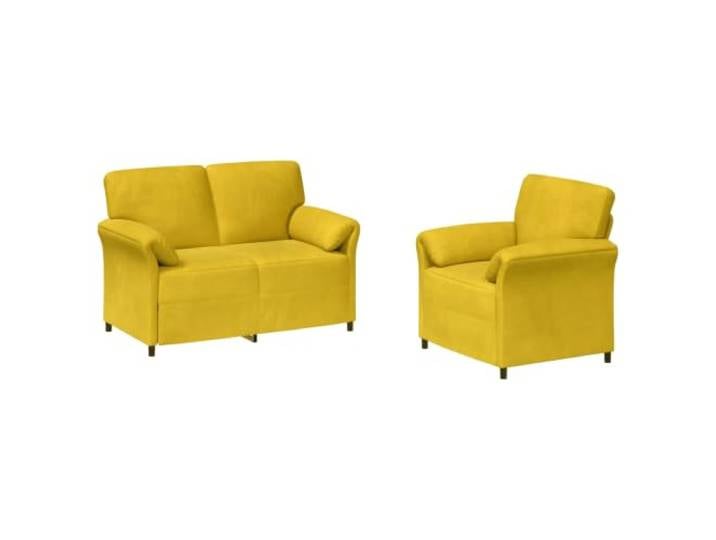 PUGYNBK Sofa aus Samt, gelb, 2 Stück, modern, mit Metallrahmen Schaumfüllung, gemütliche Rückenlehne, geschwungene Arme, einfache Montage, einfache Pflege