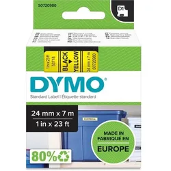 Dymo D1 S0720980 / 53718 Authentic Schriftband Selbstklebend Schwarzer Druck auf Gelb 24 mm x 7m