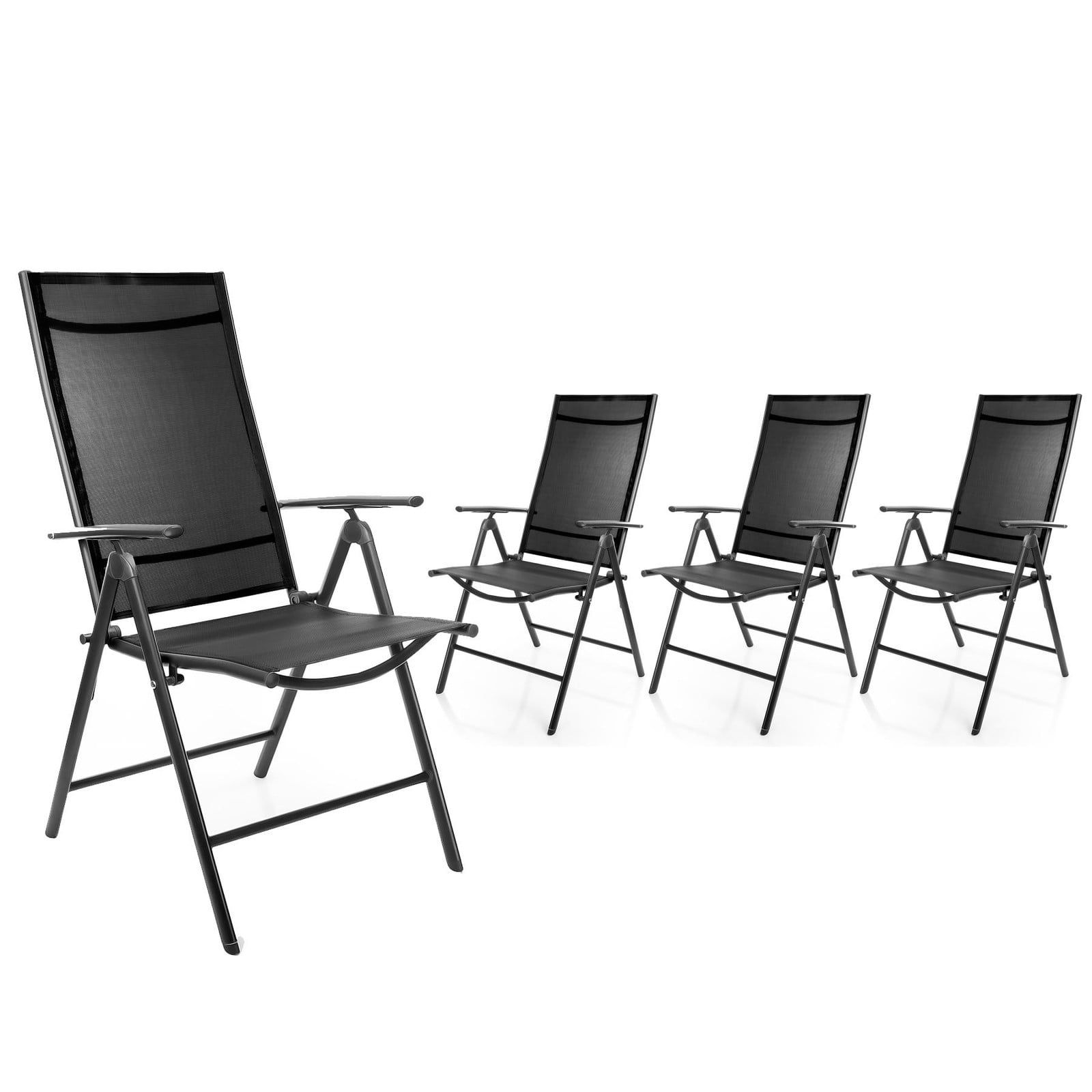 BigDean Set van 4 Inklapbare Tuinstoelen met 7-voudig Verstelbare Rugleuning, Draagvermogen 120 kg