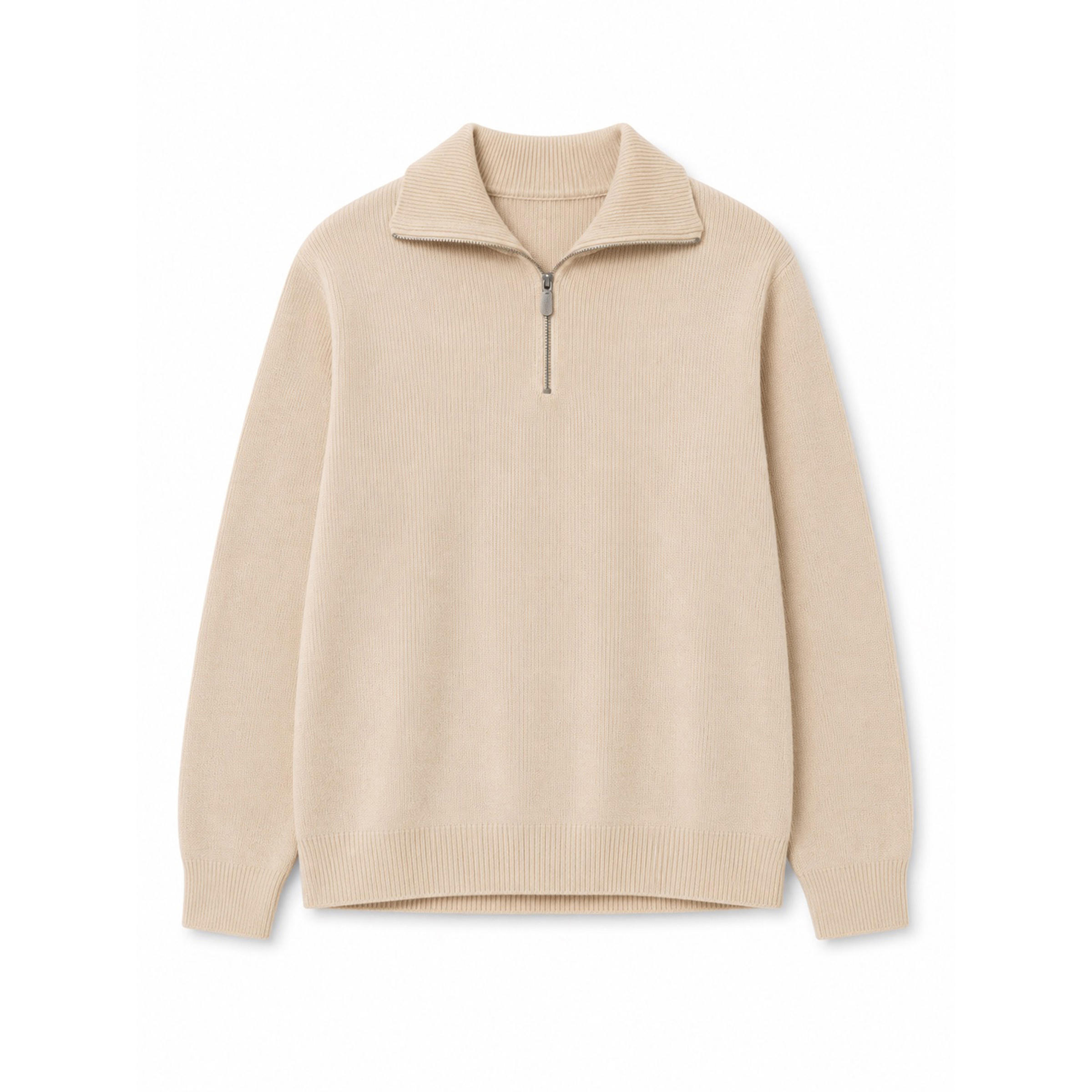 Mazine Jacquard Knit Troyer Herren Pullover beige Größe M Lifestyle Hautfreundlich