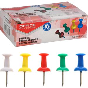 Office-Products Pinnadeln Kopf aus Kunststoff, farbig sortiert, 100 Stück