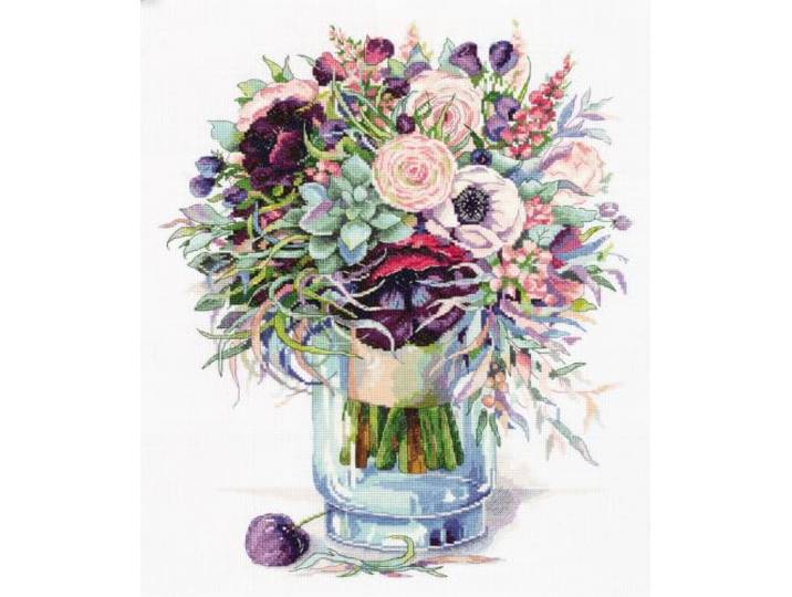 PANNA Borduurpakket Boeket met Anemonen C-7159 - Kruissteek - Borduren voor volwassenen - Aida
