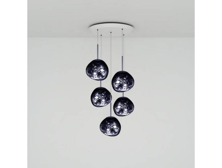 Melt Mini Round Hängelampe, rauch, Ø73cm, 5-flg. - Tom Dixon - Wohnzimmer - Design - Kunststoff - Mehrflammig