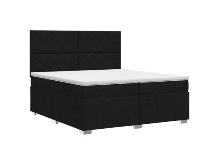 KTHLBRH Boxspringbett mit Matratze schwarz 200 x 200 cm Stoff Kopfteil verstellbar 78 – 88 cm, Taschenfedern, mittelfest, Reißverschluss, aus Holz